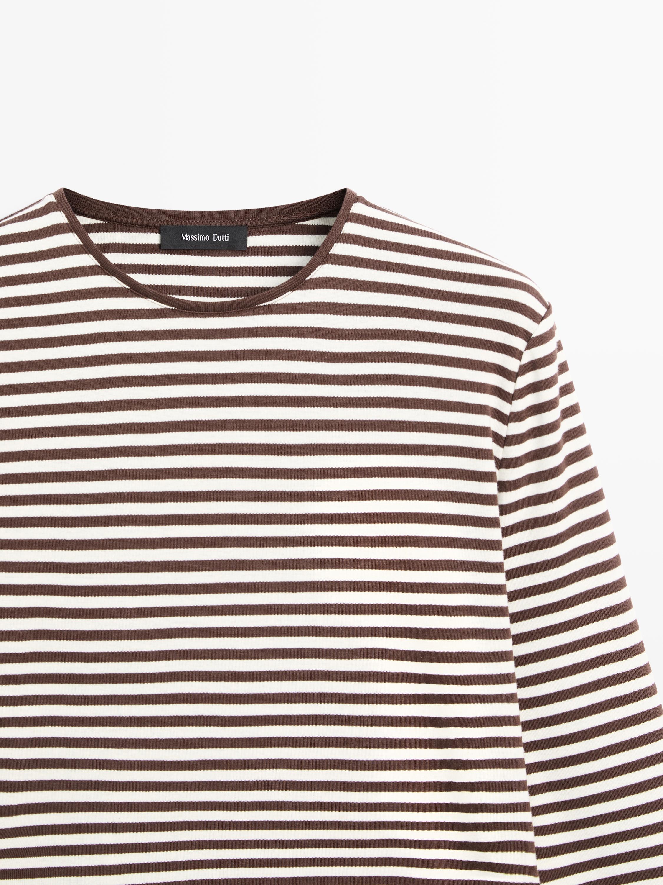 Striped long sleeve T-shirt with contrast detail